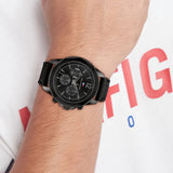 Buy Shop Tommy Hilfiger Lars Chronograph Black Dial Black Leather Strap Watch For Men - 1792062 USA Online
