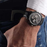 Buy Shop Tommy Hilfiger Lars Chronograph Black Dial Black Leather Strap Watch For Men - 1792062 USA Online