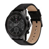 Buy Shop Tommy Hilfiger Lars Chronograph Black Dial Black Leather Strap Watch For Men - 1792062 USA Online