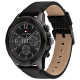 Buy Shop Tommy Hilfiger Lars Chronograph Black Dial Black Leather Strap Watch For Men - 1792062 USA Online