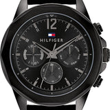 Buy Shop Tommy Hilfiger Lars Chronograph Black Dial Black Leather Strap Watch For Men - 1792062 USA Online