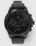 Buy Shop Tommy Hilfiger Lars Chronograph Black Dial Black Leather Strap Watch For Men - 1792062 USA Online
