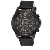 Buy Shop Tommy Hilfiger Lars Chronograph Black Dial Black Leather Strap Watch For Men - 1792062 USA Online