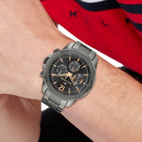 Buy Shop Tommy Hilfiger Lars Chronograph Black Dial Black Steel Strap Watch For Men - 1792061 USA Online