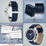 Buy Shop Tommy Hilfiger Lars Chronograph Blue Dial Blue Leather Strap Watch For Men - 1792063 USA Online