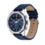 Buy Shop Tommy Hilfiger Lars Chronograph Blue Dial Blue Leather Strap Watch For Men - 1792063 USA Online