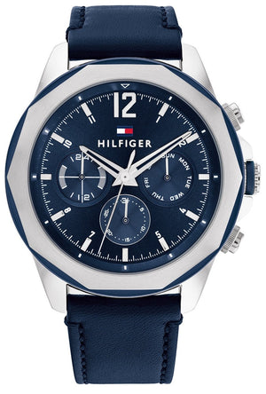Buy Shop Tommy Hilfiger Lars Chronograph Blue Dial Blue Leather Strap Watch For Men - 1792063 USA Online