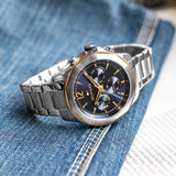 Buy Shop Tommy Hilfiger Lars Chronograph Blue Dial Silver Steel Strap Watch For Men - 1792059 USA Online