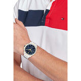 Buy Shop Tommy Hilfiger Lars Chronograph Blue Dial Silver Steel Strap Watch For Men - 1792059 USA Online