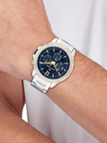 Buy Shop Tommy Hilfiger Lars Chronograph Blue Dial Silver Steel Strap Watch For Men - 1792059 USA Online
