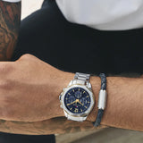 Buy Shop Tommy Hilfiger Lars Chronograph Blue Dial Silver Steel Strap Watch For Men - 1792059 USA Online