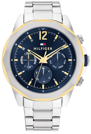 Buy Shop Tommy Hilfiger Lars Chronograph Blue Dial Silver Steel Strap Watch For Men - 1792059 USA Online