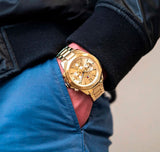 Buy Shop Tommy Hilfiger Lars Chronograph Gold Dial Gold Steel Strap Watch For Men - 1792060 USA Online