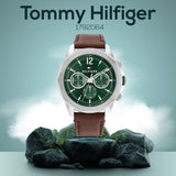 Buy Shop Tommy Hilfiger Lars Chronograph Green Dial Brown Leather Strap Watch For Men - 1792064 USA Online