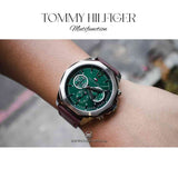 Buy Shop Tommy Hilfiger Lars Chronograph Green Dial Brown Leather Strap Watch For Men - 1792064 USA Online