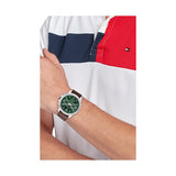 Buy Shop Tommy Hilfiger Lars Chronograph Green Dial Brown Leather Strap Watch For Men - 1792064 USA Online