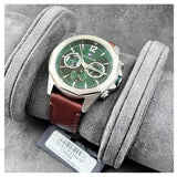 Buy Shop Tommy Hilfiger Lars Chronograph Green Dial Brown Leather Strap Watch For Men - 1792064 USA Online