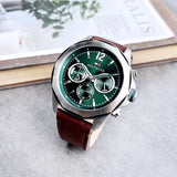Buy Shop Tommy Hilfiger Lars Chronograph Green Dial Brown Leather Strap Watch For Men - 1792064 USA Online