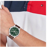 Buy Shop Tommy Hilfiger Lars Chronograph Green Dial Brown Leather Strap Watch For Men - 1792064 USA Online