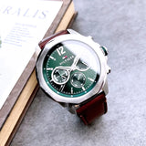 Buy Shop Tommy Hilfiger Lars Chronograph Green Dial Brown Leather Strap Watch For Men - 1792064 USA Online