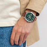 Buy Shop Tommy Hilfiger Lars Chronograph Green Dial Brown Leather Strap Watch For Men - 1792064 USA Online