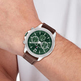 Buy Shop Tommy Hilfiger Lars Chronograph Green Dial Brown Leather Strap Watch For Men - 1792064 USA Online