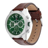 Buy Shop Tommy Hilfiger Lars Chronograph Green Dial Brown Leather Strap Watch For Men - 1792064 USA Online
