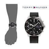 Buy Shop Tommy Hilfiger Larson Chronograph Black Dial Black Leather Strap Watch For Men - 1791984 USA Online