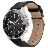Buy Shop Tommy Hilfiger Larson Chronograph Black Dial Black Leather Strap Watch For Men - 1791984 USA Online