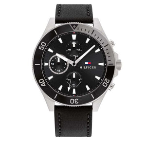 Buy Shop Tommy Hilfiger Larson Chronograph Black Dial Black Leather Strap Watch For Men - 1791984 USA Online
