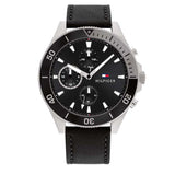 Buy Shop Tommy Hilfiger Larson Chronograph Black Dial Black Leather Strap Watch For Men - 1791984 USA Online
