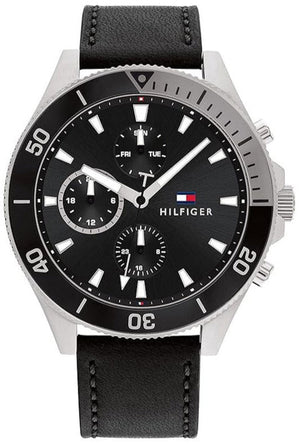 Buy Shop Tommy Hilfiger Larson Chronograph Black Dial Black Leather Strap Watch For Men - 1791984 USA Online