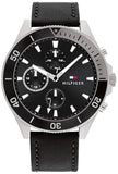 Buy Shop Tommy Hilfiger Larson Chronograph Black Dial Black Leather Strap Watch For Men - 1791984 USA Online