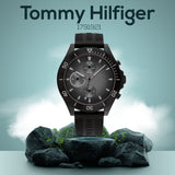 Buy Shop Tommy Hilfiger Larson Chronograph Black Dial Black Rubber Strap Watch For Men - 1791921 USA Online