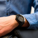 Buy Shop Tommy Hilfiger Larson Chronograph Black Dial Black Rubber Strap Watch For Men - 1791921 USA Online
