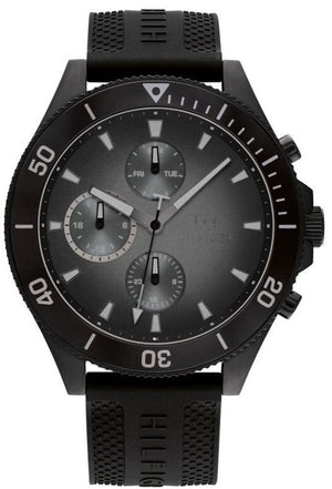 Buy Shop Tommy Hilfiger Larson Chronograph Black Dial Black Rubber Strap Watch For Men - 1791921 USA Online