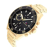 Buy Shop Tommy Hilfiger Larson Chronograph Black Dial Gold Steel Strap Watch For Men - 1791919 USA Online