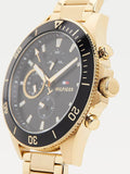 Buy Shop Tommy Hilfiger Larson Chronograph Black Dial Gold Steel Strap Watch For Men - 1791919 USA Online