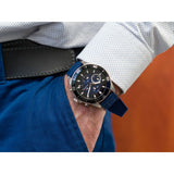 Buy Shop Tommy Hilfiger Larson Chronograph Blue Dial Blue Rubber Strap Watch For Men - 1791920 USA Online