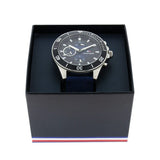 Buy Shop Tommy Hilfiger Larson Chronograph Blue Dial Blue Rubber Strap Watch For Men - 1791920 USA Online