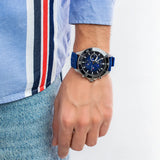 Buy Shop Tommy Hilfiger Larson Chronograph Blue Dial Blue Rubber Strap Watch For Men - 1791920 USA Online