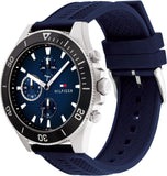 Buy Shop Tommy Hilfiger Larson Chronograph Blue Dial Blue Rubber Strap Watch For Men - 1791920 USA Online