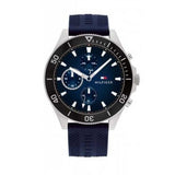 Buy Shop Tommy Hilfiger Larson Chronograph Blue Dial Blue Rubber Strap Watch For Men - 1791920 USA Online