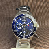 Buy Shop Tommy Hilfiger Larson Chronograph Blue Dial Silver Steel Strap Watch For Men - 1791917 USA Online
