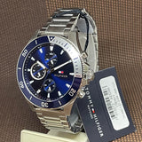 Buy Shop Tommy Hilfiger Larson Chronograph Blue Dial Silver Steel Strap Watch For Men - 1791917 USA Online