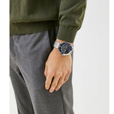 Buy Shop Tommy Hilfiger Larson Chronograph Blue Dial Silver Steel Strap Watch For Men - 1791917 USA Online