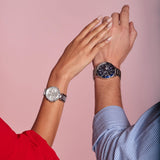 Buy Shop Tommy Hilfiger Larson Chronograph Blue Dial Silver Steel Strap Watch For Men - 1791917 USA Online