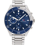 Buy Shop Tommy Hilfiger Larson Chronograph Blue Dial Silver Steel Strap Watch For Men - 1791917 USA Online