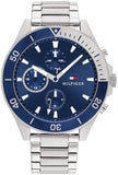Buy Shop Tommy Hilfiger Larson Chronograph Blue Dial Silver Steel Strap Watch For Men - 1791917 USA Online