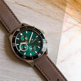 Buy Shop Tommy Hilfiger Larson Chronograph Green Dial Brown Leather Strap Watch For Men - 1791983 USA Online